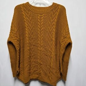 Natural Reflections Mustard Cable Knit Sweater Size L